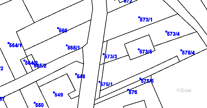 Parcela st. 573/3 v KÚ Koštov, Katastrální mapa