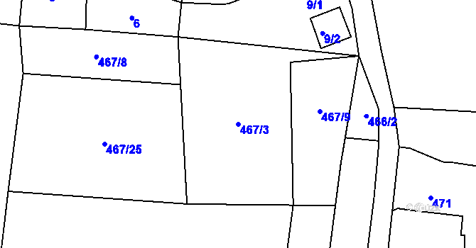 Parcela st. 467/3 v KÚ Koštov, Katastrální mapa
