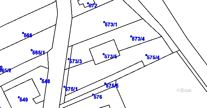 Parcela st. 573/5 v KÚ Koštov, Katastrální mapa