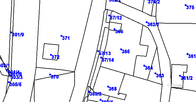 Parcela st. 57/13 v KÚ Koštov, Katastrální mapa