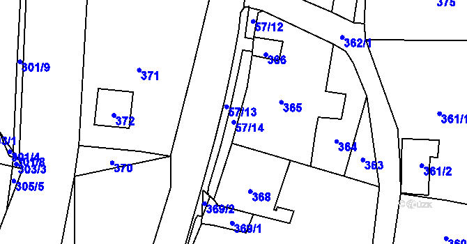 Parcela st. 57/14 v KÚ Koštov, Katastrální mapa