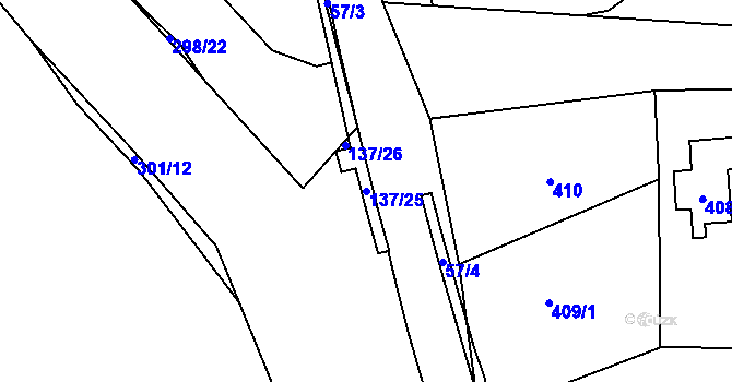 Parcela st. 137/25 v KÚ Koštov, Katastrální mapa