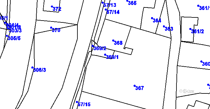 Parcela st. 369/1 v KÚ Koštov, Katastrální mapa