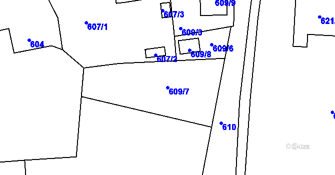 Parcela st. 609/7 v KÚ Koštov, Katastrální mapa