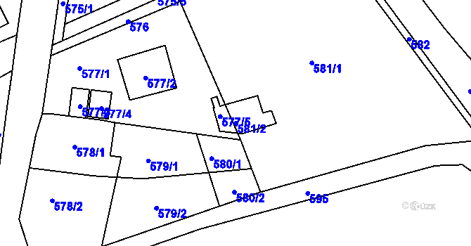 Parcela st. 581/2 v KÚ Koštov, Katastrální mapa