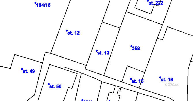 Parcela st. 13 v KÚ Kotenčice, Katastrální mapa