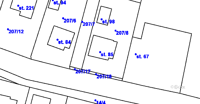 Parcela st. 85 v KÚ Kotenčice, Katastrální mapa