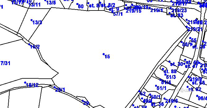 Parcela st. 15 v KÚ Kotenčice, Katastrální mapa