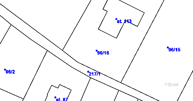 Parcela st. 96/16 v KÚ Kotenčice, Katastrální mapa