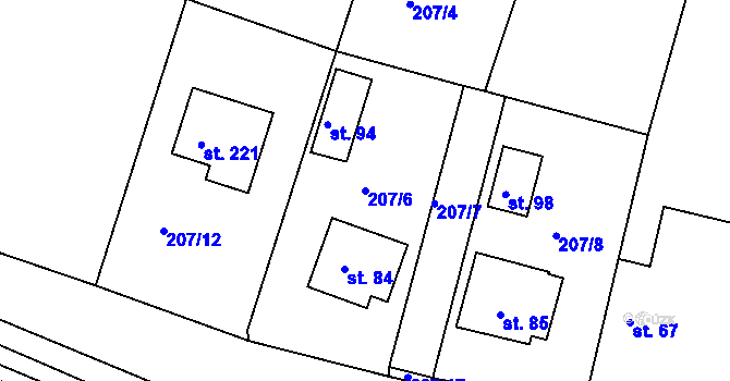 Parcela st. 207/6 v KÚ Kotenčice, Katastrální mapa