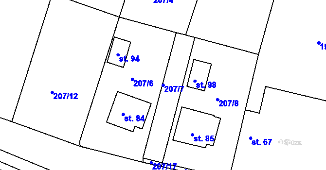 Parcela st. 207/7 v KÚ Kotenčice, Katastrální mapa