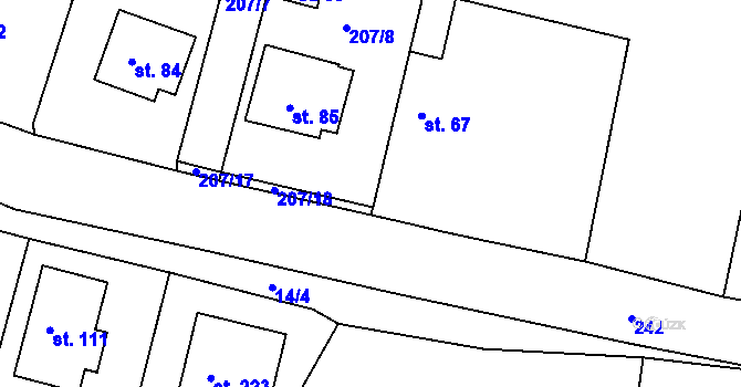 Parcela st. 207/9 v KÚ Kotenčice, Katastrální mapa