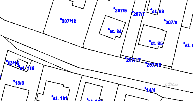 Parcela st. 207/16 v KÚ Kotenčice, Katastrální mapa