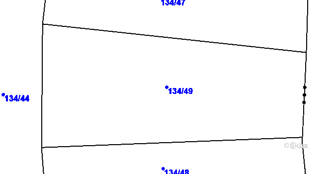 Parcela st. 134/49 v KÚ Kotenčice, Katastrální mapa