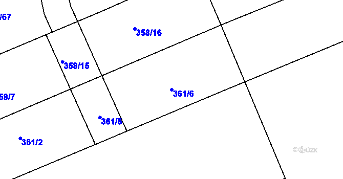Parcela st. 361/6 v KÚ Koterov, Katastrální mapa