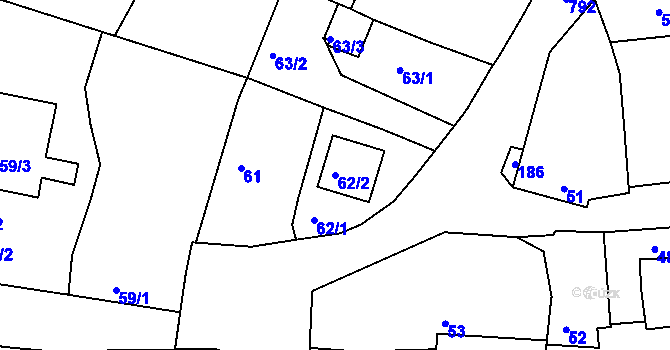 Parcela st. 62/2 v KÚ Koterov, Katastrální mapa