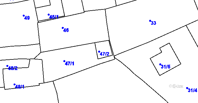 Parcela st. 47/2 v KÚ Koterov, Katastrální mapa