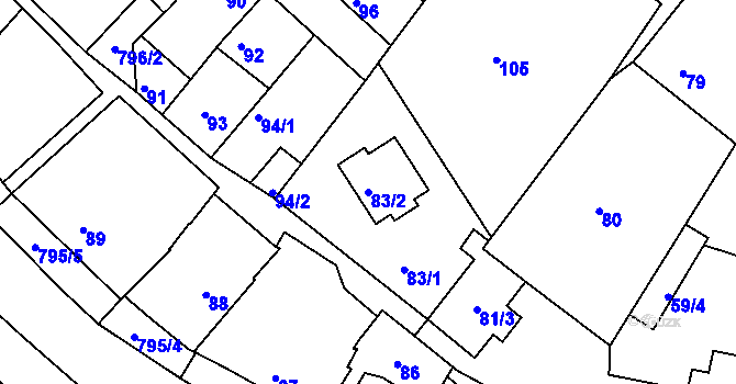 Parcela st. 83/2 v KÚ Koterov, Katastrální mapa