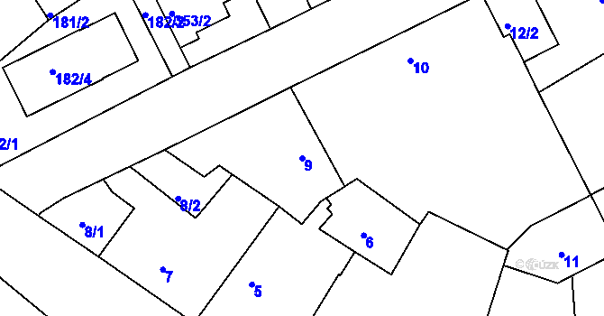 Parcela st. 9 v KÚ Koterov, Katastrální mapa