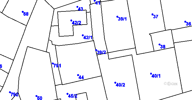 Parcela st. 39/2 v KÚ Koterov, Katastrální mapa