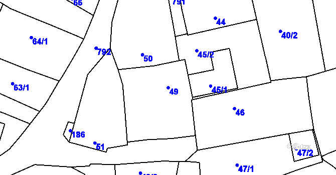 Parcela st. 49 v KÚ Koterov, Katastrální mapa