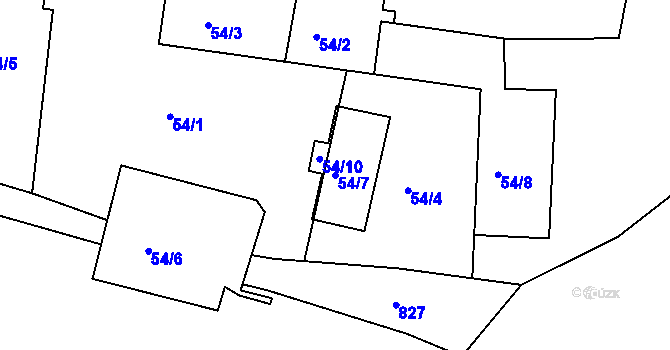 Parcela st. 54/7 v KÚ Koterov, Katastrální mapa