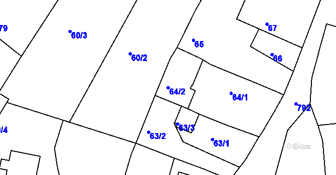 Parcela st. 64/2 v KÚ Koterov, Katastrální mapa