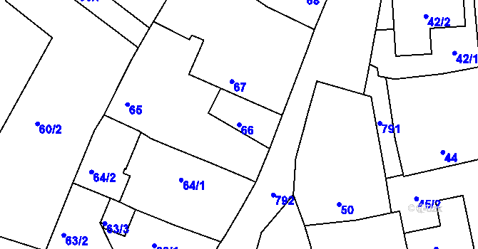 Parcela st. 66 v KÚ Koterov, Katastrální mapa