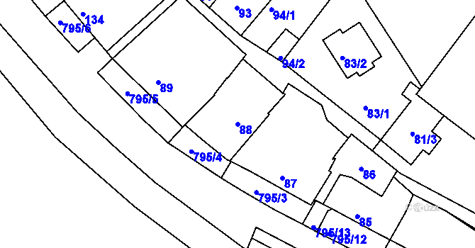 Parcela st. 88 v KÚ Koterov, Katastrální mapa