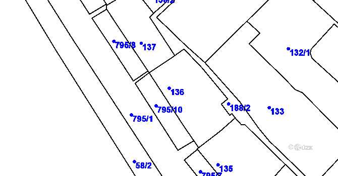 Parcela st. 136 v KÚ Koterov, Katastrální mapa