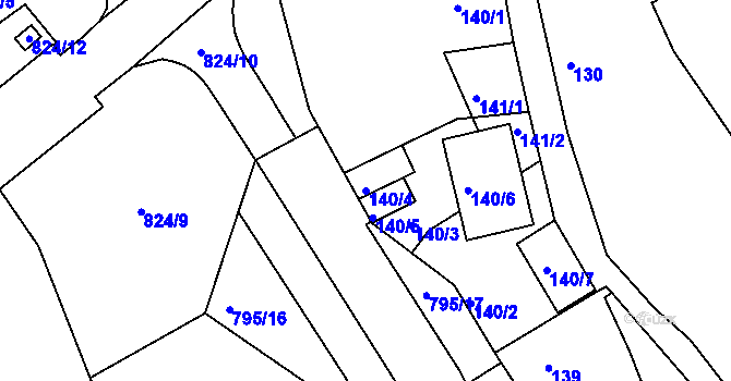 Parcela st. 140/4 v KÚ Koterov, Katastrální mapa