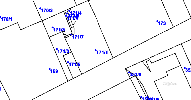 Parcela st. 171/1 v KÚ Koterov, Katastrální mapa