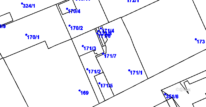 Parcela st. 171/7 v KÚ Koterov, Katastrální mapa