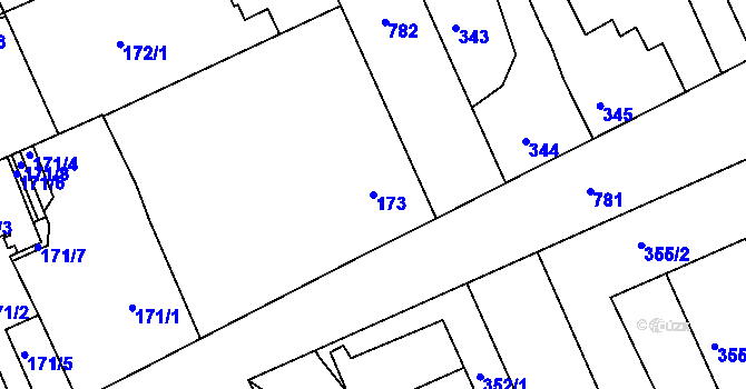 Parcela st. 173 v KÚ Koterov, Katastrální mapa