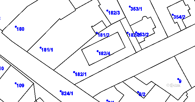 Parcela st. 182/4 v KÚ Koterov, Katastrální mapa
