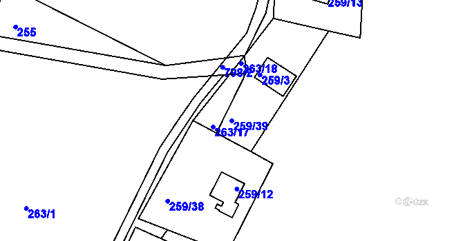 Parcela st. 259/39 v KÚ Koterov, Katastrální mapa