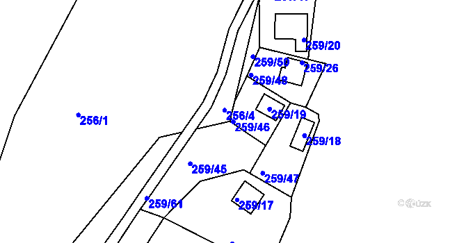 Parcela st. 259/46 v KÚ Koterov, Katastrální mapa