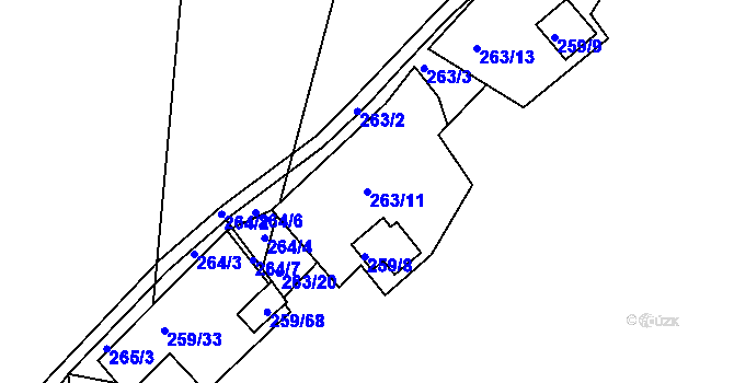 Parcela st. 263/11 v KÚ Koterov, Katastrální mapa