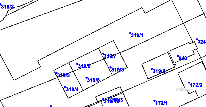 Parcela st. 319/7 v KÚ Koterov, Katastrální mapa