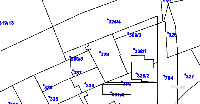 Parcela st. 329 v KÚ Koterov, Katastrální mapa