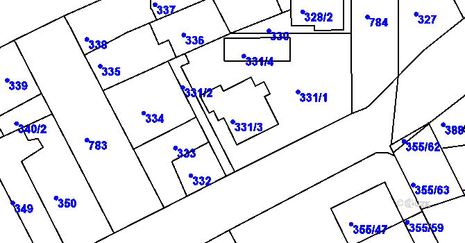 Parcela st. 331/3 v KÚ Koterov, Katastrální mapa