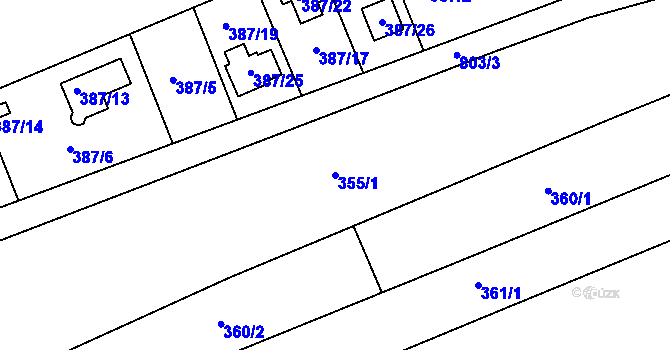 Parcela st. 355/1 v KÚ Koterov, Katastrální mapa