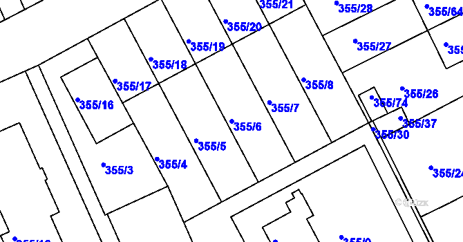 Parcela st. 355/6 v KÚ Koterov, Katastrální mapa