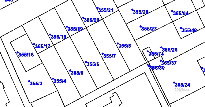 Parcela st. 355/7 v KÚ Koterov, Katastrální mapa