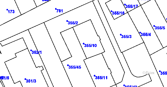 Parcela st. 355/10 v KÚ Koterov, Katastrální mapa