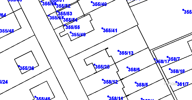 Parcela st. 355/14 v KÚ Koterov, Katastrální mapa