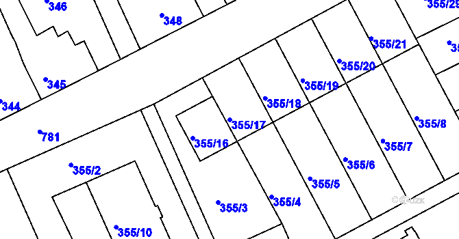 Parcela st. 355/17 v KÚ Koterov, Katastrální mapa