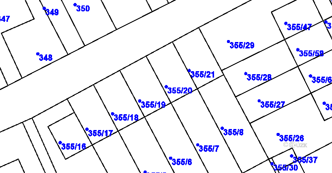 Parcela st. 355/20 v KÚ Koterov, Katastrální mapa