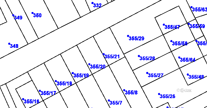 Parcela st. 355/21 v KÚ Koterov, Katastrální mapa