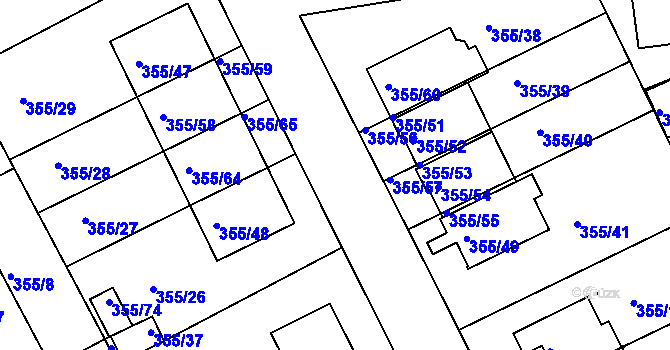 Parcela st. 355/32 v KÚ Koterov, Katastrální mapa